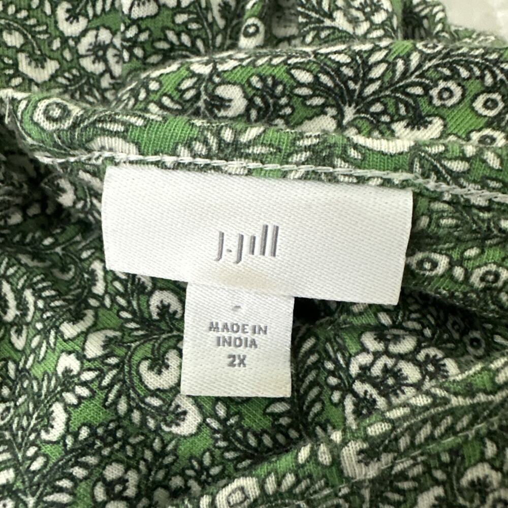 J Jill Dress Womens 2X Green Ditzy Floral Maxi Shift Coastal Cottage Boho Chic - Picture 6 of 11